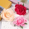 Tropical Hawaiian Hair Clips Set - 3Pcs Rose and Artificial Flower Clips for Women, Wedding, Summer Beach, Luau Party - 4 Inch