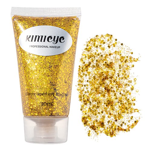 Body Glitter Makeup Set, 2Pcs Mermaid Sequins Face Glitter Gel Makeup for Body, Hair, Face, Nail, Eyeshadow, Long Lasting Waterproof Liquid Glitter Gel Total 10 Colors Available (#3 Gold, 1PC)