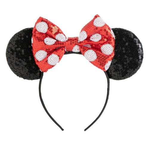 CHuangQi Mouse Ears Headband with Shiny Bow, Double-sided Sequins Glitter Hair Band, for Birthday...