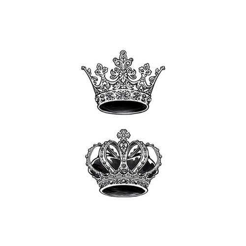 Simply Inked King & Queen Crown Temporary Tattoo, Designer Temporary Tattoo for Girls Boys Men Women Waterproof Sticker Size: 2.5 x 4 inch l Black l