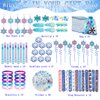 132Pcs Snowflake Party Favors Set Birthday Party Supplies Include 12 Bracelets, 10 Keychain, 10 snowflake squishies,10 wristbands,10 Hair accessories,10 straws,10 Bubble,50 Stickers and 10 Gift bags