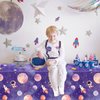 4 Pack Space Tablecloth Galaxy Table Cloth Rocket Astronaut Table Cover Space Planet Tablecover First Trip Around The Sun Decorations Space Themed Party Supplies Outer Space Party Decor 86 x 51 Inch