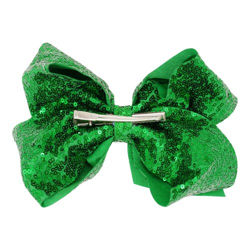 1PCS 8 Inch Big Sequin Hair Bows for Girls Alligator Clips Sparkly Glitter Hair Accessories for Little Teen Toddler Girls Kids (Green)