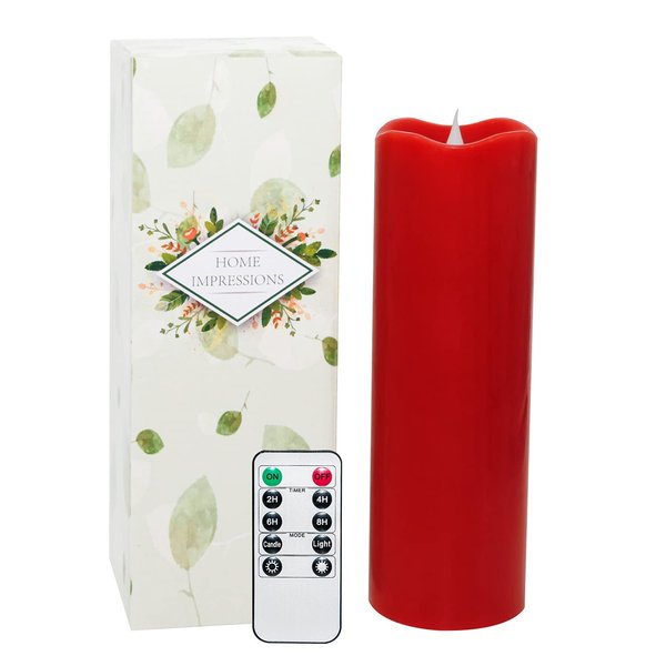 Remote Control 3D Moving Flame Led Candle with Timer, Battery Operated Candle for Home and Christmas Decoration, 3x9 Inch, Red