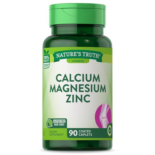 Calcium Magnesium Zinc Supplement | 90 Caplets | Non-GMO and Gluten Free | by Nature's Truth