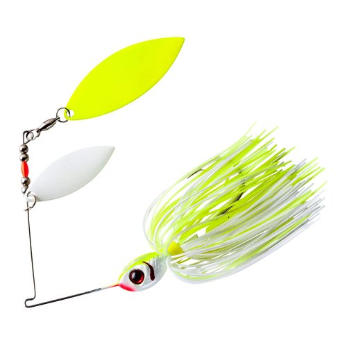 BOOYAH Glow Blade Spinner-Bait Bass Fishing Lure, Chartreuse White, Double Willow (3/8 oz), One Size, Model: BYGBW38616