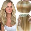 Ugrace Hair Clip In Hair Extensions Real Human Hair Wire Hair Extensions One Piece Clip in Hair Extensions with Invisible Fish Line For women Straight Hair(20 inch, Highlight Color P16/613)