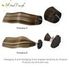 WindTouch Clip in Hair Extensions Human Hair Extensions Clip in Extensions Balayage Medium Brown to Caramel Blonde Hair Extensions Real Human Hair 16Inch 7Pcs 120g Hair Extensions Clip Ins
