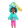 Polly Pocket Friend Clips Shani Doll with Cat Hoodie and Yellow Heart Shaped Clip, Gift for Kids Ages 4+