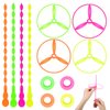 Sotiff 100 Sets Flying Disc Toys Twisty Pull String Flying Saucer Bulk Pull Helicopter Toy Twist Disc Flyer Saucers with Launcher Rings and Twist Sticks for Kids Party Favor Prizes, 4 Random Color