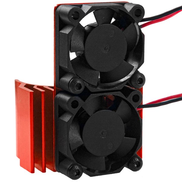 Vgoohobby RC Motor Heatsink with Dual 5V Cooling Fan for 550 540 Size Electric Motor Heatsink Compatible with Traxxas Tamiya Redcat HPI Wltoys HSP Losi RC 1/10 Car Truck Crawler (Red)