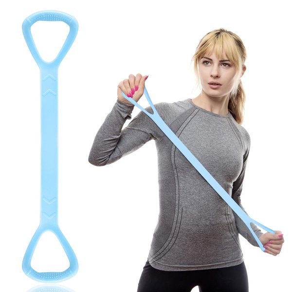 Seenelling Figure 8 Resistance Band, Back Arm Shoulder Training Elastic Band Rope Stretch Fitness Band, Chest Arm Exercise Equipment for Yoga Pilates Stretching Physical Therapy, Gym Workout(Blue)