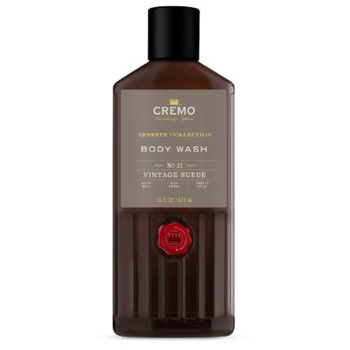 Cremo Rich-Lathering Vintage Suede Body Wash for Men, A Vintage Suede with Notes of White Moss and Rich Amber, 16 Fl Oz