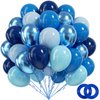 BAUANOOY Blue Balloons Metallic Blue Balloons, 60pcs 12 Inch Chrome Blue Balloons Baby Blue Balloons Pearl Blue Balloons Navy Blue Latex Balloons for Baby Shower Graduation Birthday Party Decorations