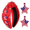 American Flag Headband Earrings 4th of July Star Beaded Knotted Headband Earrings for Women Girls USA Patriotic Red White Blue Rhinestone Jewelry Wide Knot Headband Independence Day Party Favors