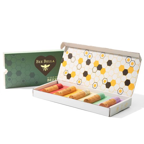 Bee Bella Lip Balm Variety Pack Gift Set, Cherry, Pomegranate Mango, Vanilla Bean, Peppermint, & Lavender Vanilla, 5 Pack - Hydrating, Moisturizing, Natural, Organic Beeswax, Vitamin E, Made in USA