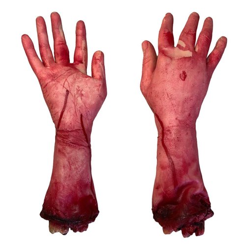 Toyvian 2pcs Fake Human Arm Body Parts Broken Severed Hand Hands Haunted House Trick Scary Halloween Decorations Props