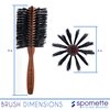 Spornette Italian Rounder 3 Inch (#855) - Round Boar Bristle Brush With Wooden Handle For Blow Drying, Styling, Volumizing, Straightening, Curling Medium To Long Thick, Fine, Curly, Or Straight Hair