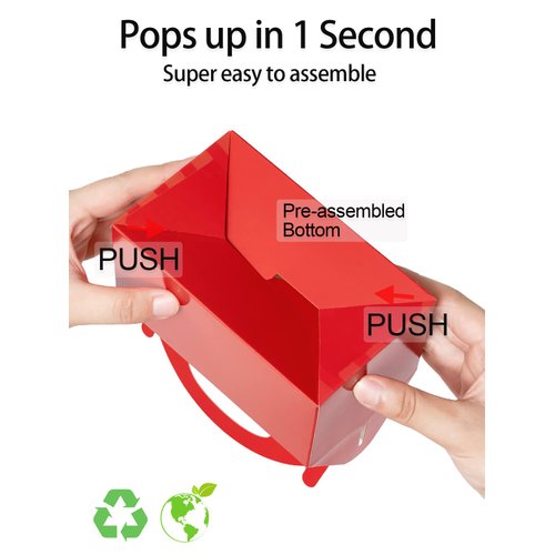 Happyhiram 12 Pcs Red Party Treat Boxes, 6 Inch Valentine Candy Boxes Party Favors with Handle Paper Cookie Gift Bags Gable Boxes Snack Goodie Bags for New Year Valentine's Day Gifting Party Decorations