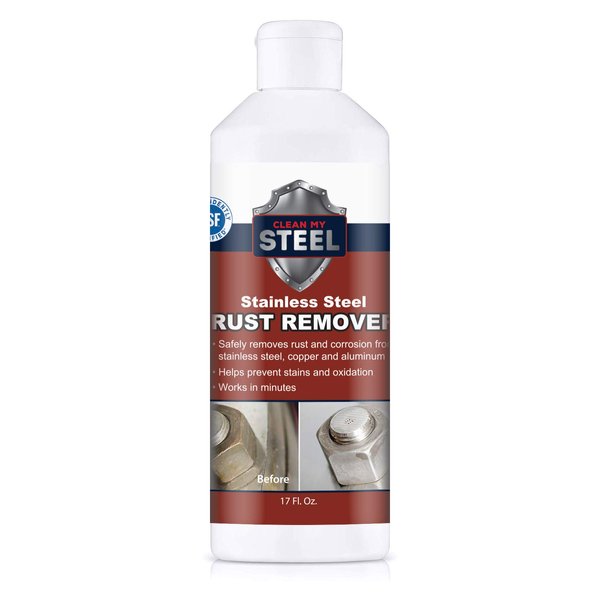 Stainless Steel Rust Remover & Cleaner, NSF Approved Safe for Food Areas. Non-Toxic Stainless Steel Cleaner for Appliances is Perfect for Rust Stains, Your Fridge, Best Knife or Pan & more (17 oz)