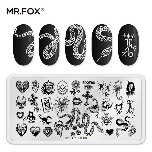 6 Pcs Nail Plates Stamping Set Rose Snake Butterfly Egyptian Cross Nail Art DIY Stamping Template