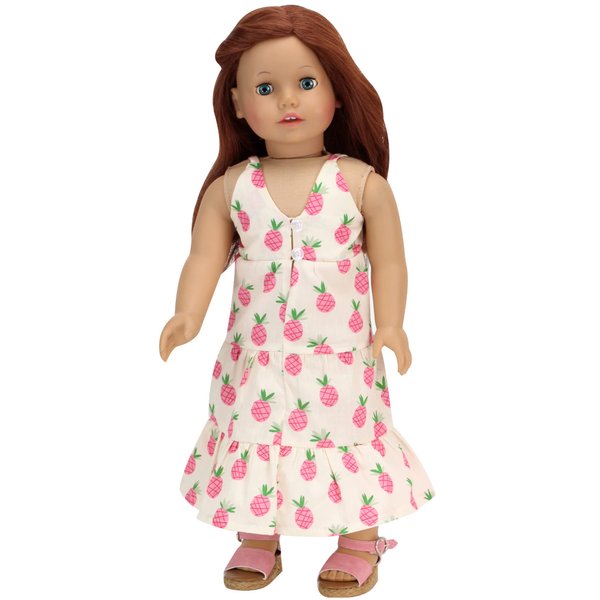 Sophia's 18" Doll Pink and Ivory Pineapple Print Smocked Maxi Dress