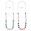 QIMGIC Baby Teething Necklace for Mom - 2PCS Babies Nursing Necklaces for Mom to Wear, Sensory Teether Toy for Kids Adults Toddlers, Teethers Jewelry for Baby Shower Birthday Gift (Pink White, Green)