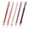 Duludulu Braided Pacifier Clips Baby Girl, Binky Clips Pacifier Holder with Handmade Teething Straps Unisex Design Smoother Pacifier Clip Fits All Pacifiers for Shower Birthday Gifts