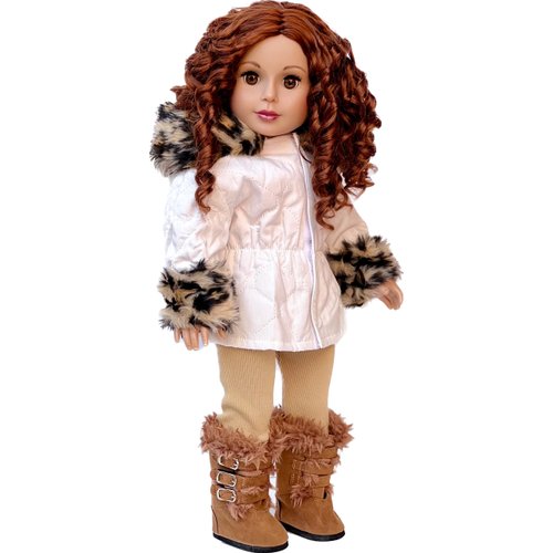 Winter Fun - 3 Piece Outfit - Ivory Parka with Leggings and Boots - Clothes Fits 18 Inch Doll Clothes (Doll Not Included)