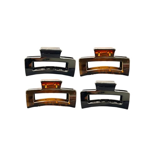 Kàllos 3.5 inch Twin Shade Hair Claw Clips, Elevate Your Style with Metallic Shine, Timeless Elegance, and Modern Shapes. (Black&Brown)