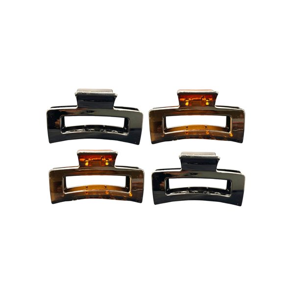 Kàllos 3.5 inch Twin Shade Hair Claw Clips, Elevate Your Style with Metallic Shine, Timeless Elegance, and Modern Shapes. (Black&Brown)