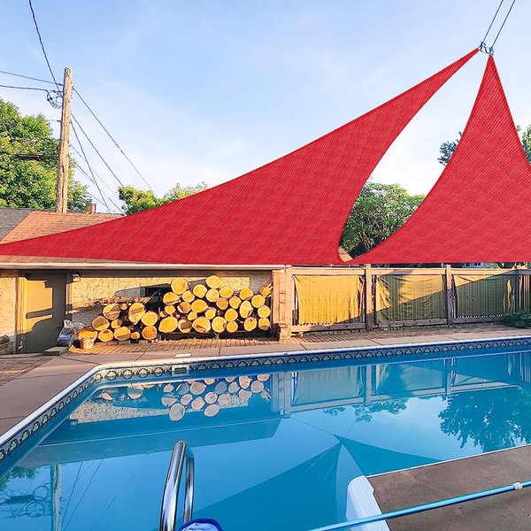 E&K Sunrise 10' x 10' x 10' Sun Shade Sail Triangle Canopy Shade Cover UV Block for Patio Backyard Garden Outdoor (Red)