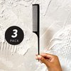Pin Tail Comb by The Hair Shop, Premium Ergonomic Black Pin Rat Tail Carbon Fiber Heat Resistant Teasing Combs with Pintail (Black) 3 Pack w/FREE Shark Clip