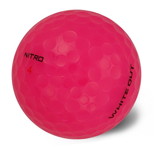 Nitro Long Distance Peak Performance Golf Balls (15PK) All Levels White Out 70 Compression High Velocity White Hot Core Long Distance Golf Balls USGA Approved-Total of 15-Hot Pink