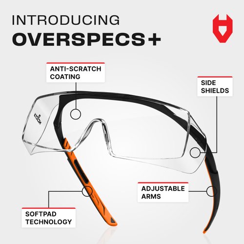 NoCry Safety Glasses Over Eyeglasses with Anti Scratch Lenses - 100% UV Protective Eyewear Over Glasses - ANSI Z87 & OSHA Certified Lab Safety Goggles Over Glasses or Over Glasses Safety Glasses