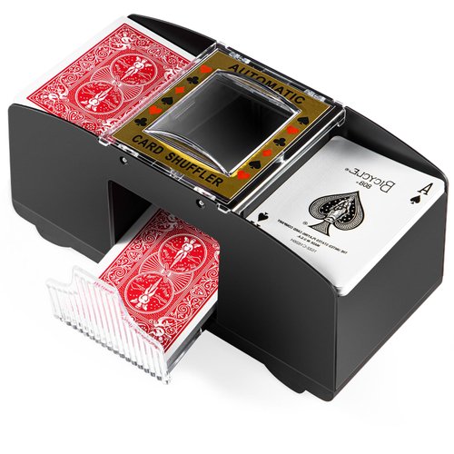1-2 Deck Automatic Card Shuffler, Poker Shuffler Machine with Rubber Silencer, Lower Noise, Casino Card Electric Shuffler, Playing Card Shuffler for UNO, Phase 10, Skyjo, Skip Bo Home Card Game