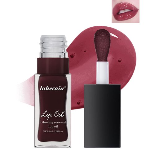 Lestpola Hydrating Lip Glow Reviver Oil, Tinted Plumping Lip Oil Gloss, Long Lasting Moisturizing Clear, Lip Oil Stain for Lip Care Dry Lips, High Shine Lip Glaze-03