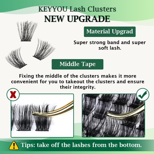 Lash Clusters,96 Pcs Cluster Lashes D Curl 10mm DIY Lash Extensions Eyelash Clusters,KEYYOU Volume Wispy Individual Lashes Soft&Comfortable Easy DIY at Home(Y05,D-10mm)