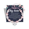Jeka Big Sister Bracelets for Girls, Pink Pearl Heart Charm Bracelets Back to School Jewelry Valentines Day Gifts for Big Sister From Mom Dad