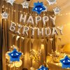 CANREVEL Happy Birthday Banner 13pcs 16 Inch Mylar Foil Letters with 12pcs Star Balloons Birthday Party Decorations for Kids and Adults - 3D Silver Blue