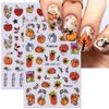 8 Sheets Fall Nail Art Stickers 3D Autumn Thanksgiving Nail Decals Turkey Pumpkins Squirrel Thanksgiving Nail Design Supplies Self-Adhesive Gold Maple Leaf Nail Stickers for Women DIY Holiday Manicure