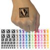 Monogram Swirls Capital Letter V Temporary Tattoo Water Resistant Fake Body Art Set Collection - Brown (One Sheet)