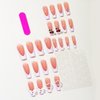 Hkanlre Nude Press on Nails Long Cherry Fake Nails Tips Full Cover False Square French Nails for Women and Girls 24PCS