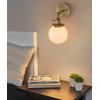 Pathson Industrial Wall Sconce with White Globe, Brass Bathroom Vanity Light with On Off Switch, Vintage Wall Light Fixtures for Living Room Loft Hallway