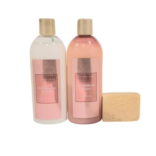 Rosebud Ranch Goat Milk Soap Sample Bath And Body Champagne Toast Shampoo and Conditioner