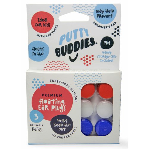 PUTTY BUDDIES Floating Earplugs 3-Pair Pack – Soft Silicone Ear Plugs for Swimming & Bathing – Invented by Physician – Block Water– Premium Swim Earplugs – Doctor Recommended – Easy to Use