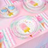 WERNNSAI Ice Cream Plates and Napkins - Ice Cream and Popsicle Theme Party Supplies for Girls Birthday Disposable Tableware Dessert Plates Luncheon Napkins Serves 16 Guests 48PCS