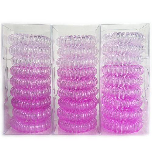 Reazana 27 Pieces Spiral Hair Ties No Crease Coil Hair Ties Phone Cord Hair Ties Waterproof Elastic Hair Bands Traceless Ponytail Holder Hair Coils 1.6inch(4cm) for Women and Girls (Ombre Purple)