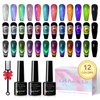 SUPWEE Cat Eye Gel Nail Polish Set - 12 Colors 9D Magnetic Nail Polish Gel Galaxy Cateye Nail Gel Polish with 1 Black Gel and Magnetic Lamp Cure Required Home Manicure DIY Nail Art