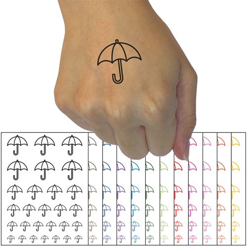 Rainy Day Umbrella Icon Temporary Tattoo Water Resistant Fake Body Art Set Collection - Dark Blue (One Sheet)